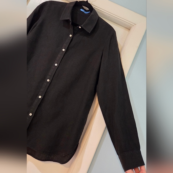 Women's J. McLaughlin Black Britt Linen Blouse, Size L - Picture 8 of 13